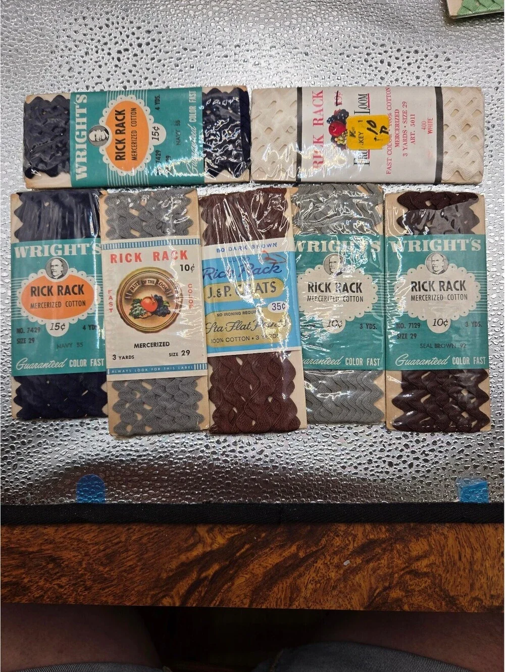 7 Packs of unopened vtg Rick Rack in various colors, sewing notions, ric rac